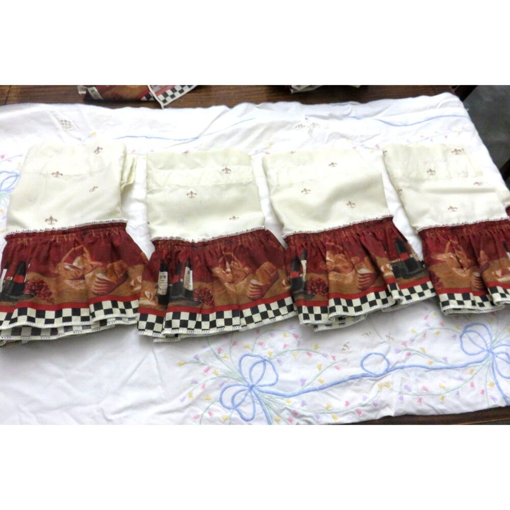 SET OF CHEF & WINE KITCHEN COTTAGE CURTAINS 12 PIECES